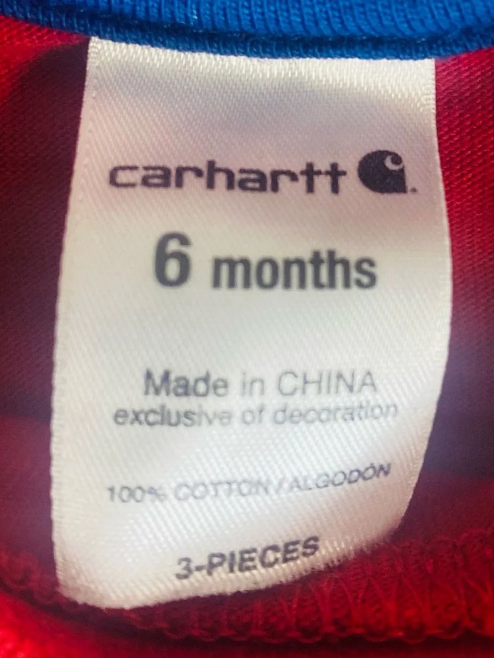 Carhartt Red Infant Bodysuit with Blue Trim